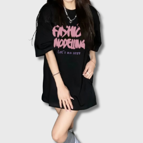 T-shirt Coréen Oversize Noir