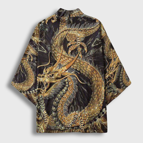 Veste Kimono Dragon Doré
