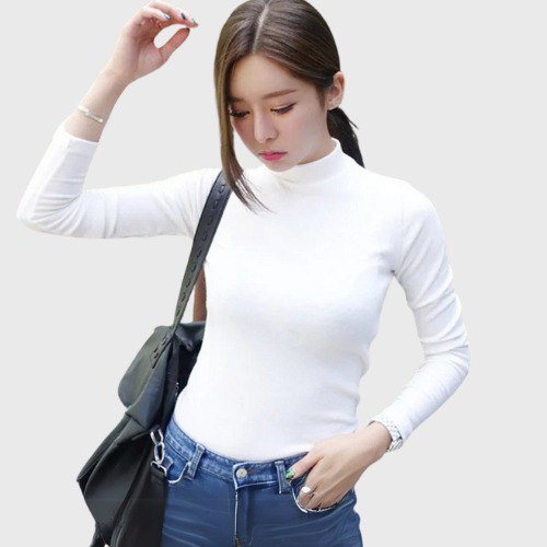 Pull Coréen à Col Roulé Femme