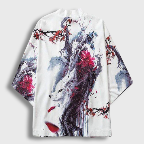 Veste Kimono Streetwear Blanc