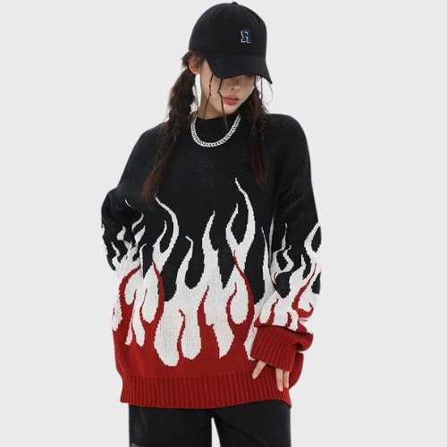 Pull à Col Rond Flame