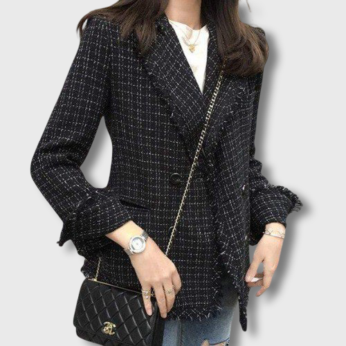 Blazer Noir Carreaux Chic