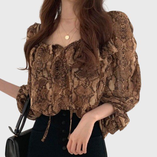 Blouse Coreenne Sexy Marron