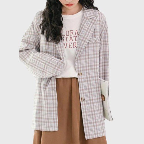 Veste Korean à Carreaux