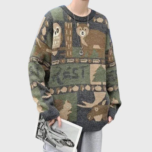 Pull Coréen Homme Imprimé