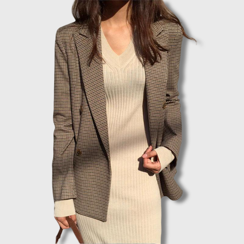 Veste Coreenne Vintage Carreaux